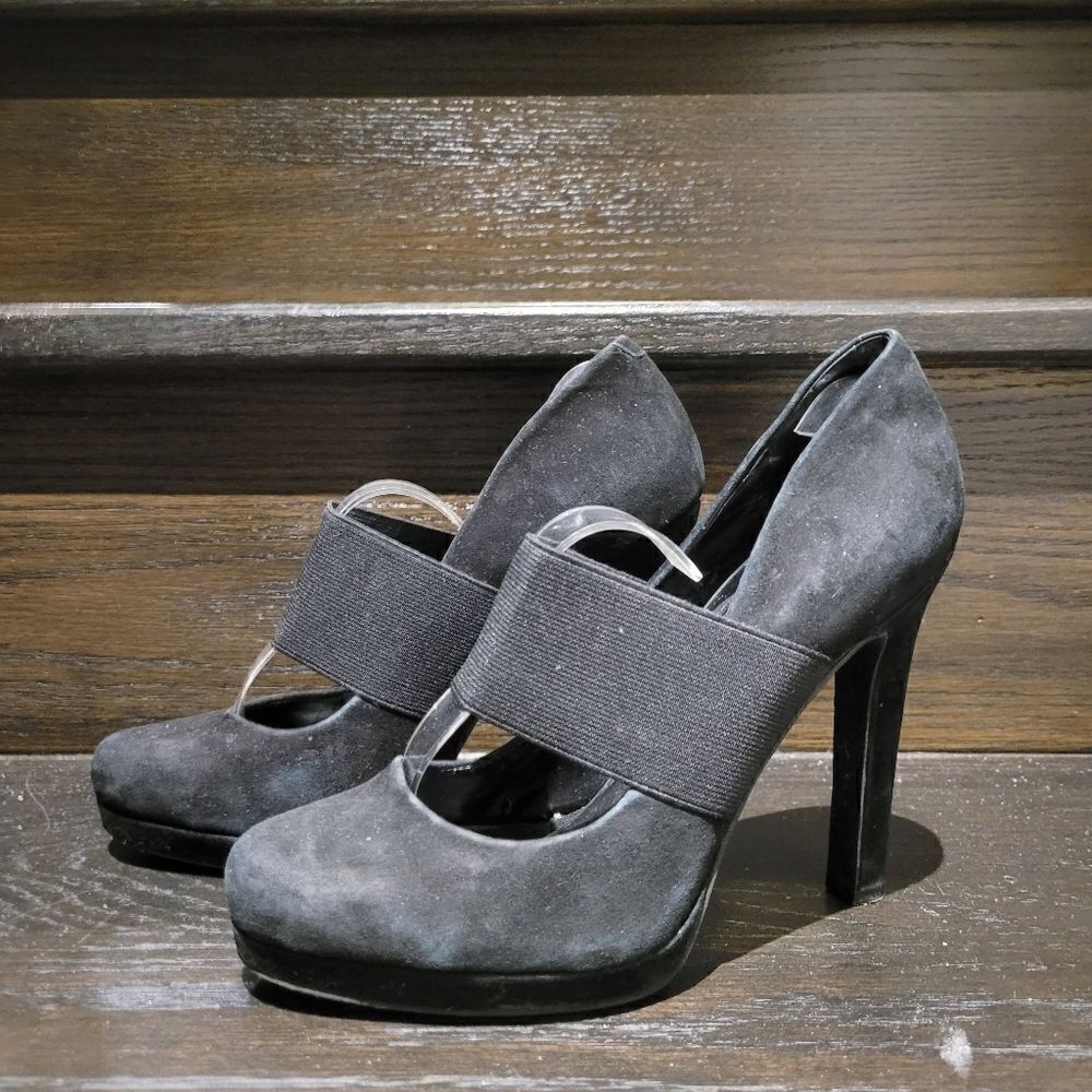 2/$20 Jessica Simpson Black Leather High Heels Shoes Size: 7US